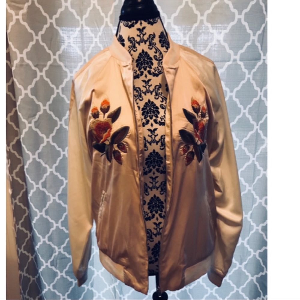 Silk pink bomber jacket!